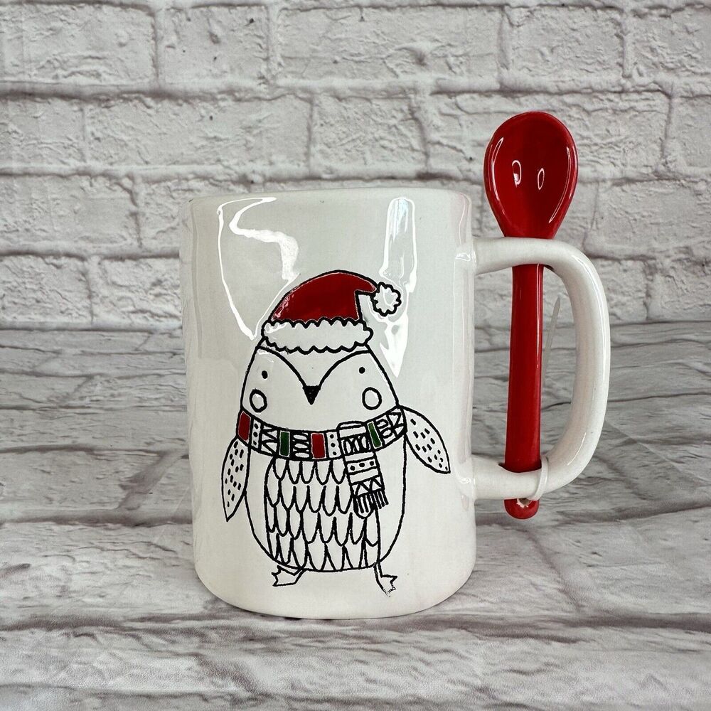 Arlington Designs Penguin Christmas Mug Cup Coffee Tea Stir Spoon Holiday